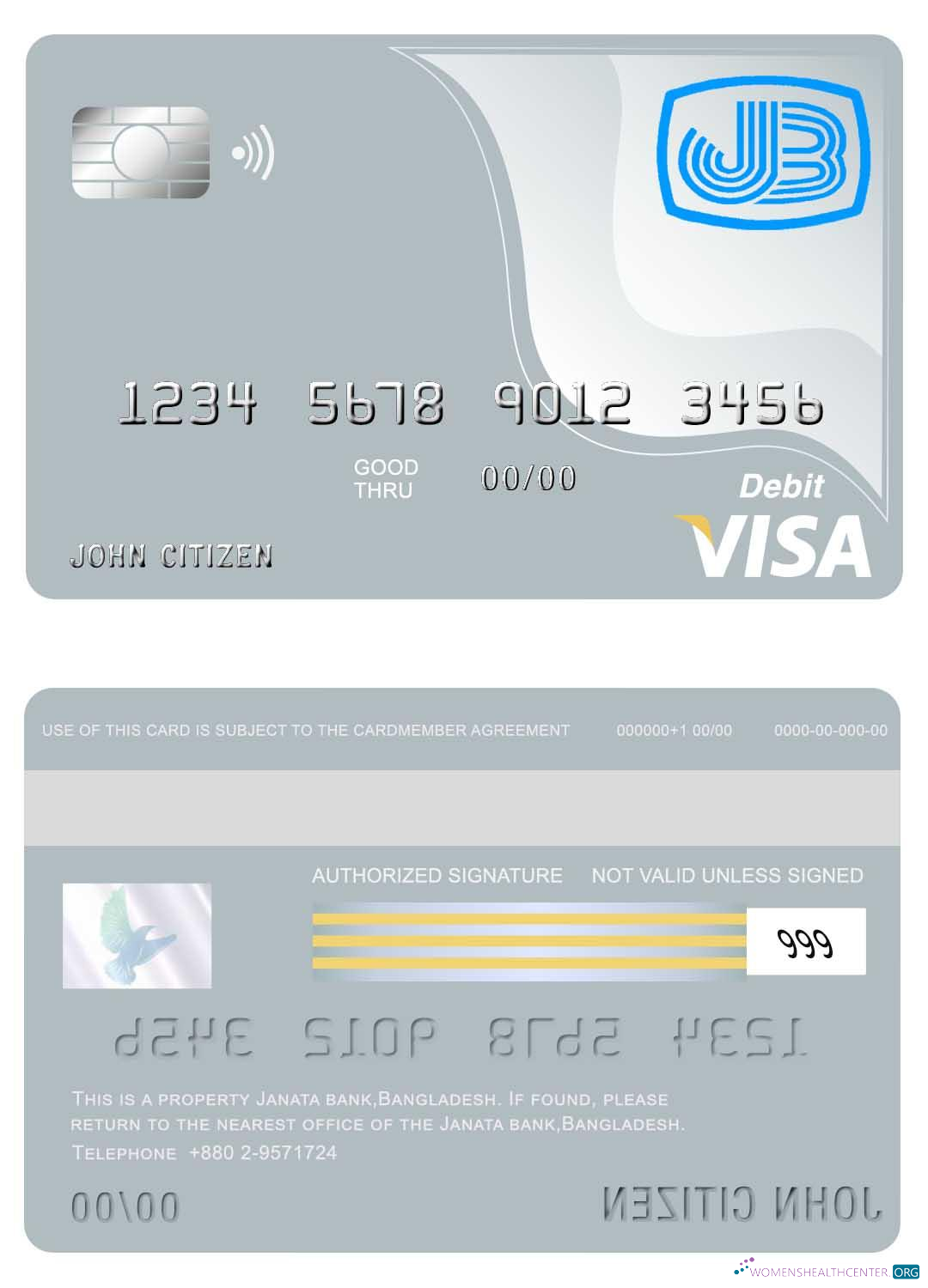 Download Bangladesh Janata bank visa card Photoshop template
